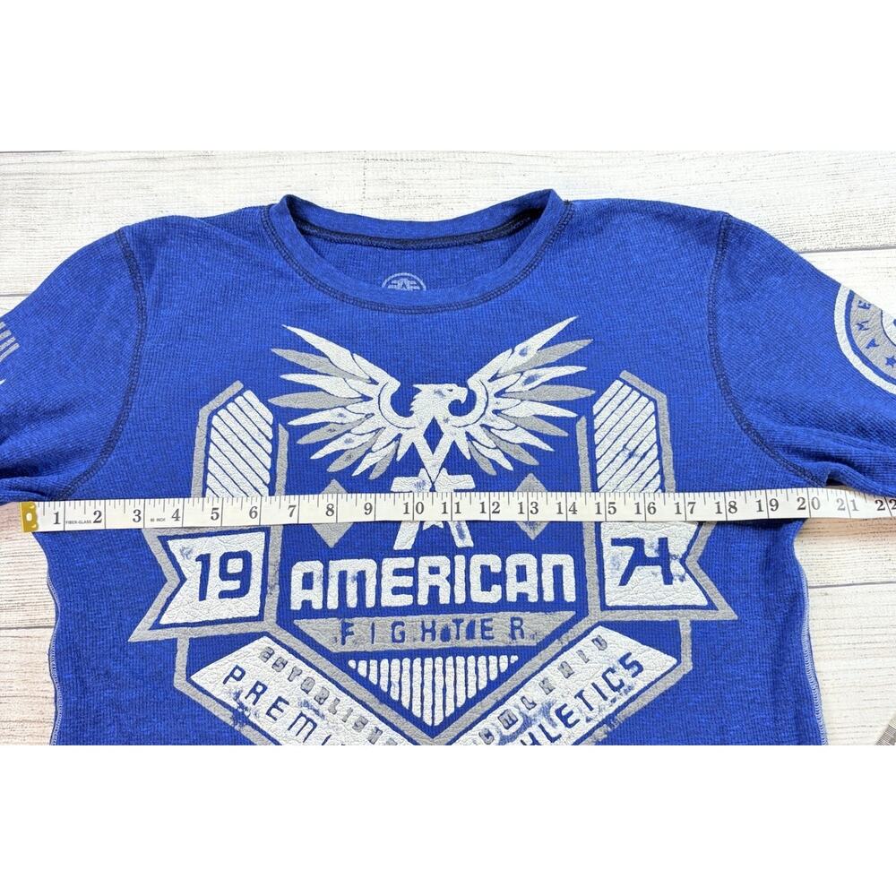 American Fighter Mens Graphic Crew Neck Thermal Long Sleeve Shirt Blue Size M - Picture 3 of 7